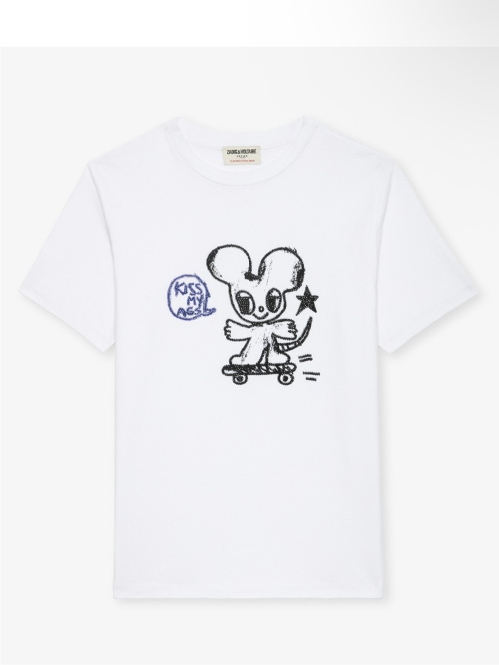 Zadig & Voltaire Graphic Tee NWT White Cotton Skate Cartoon Parisian Cool Shirt - Picture 8 of 10